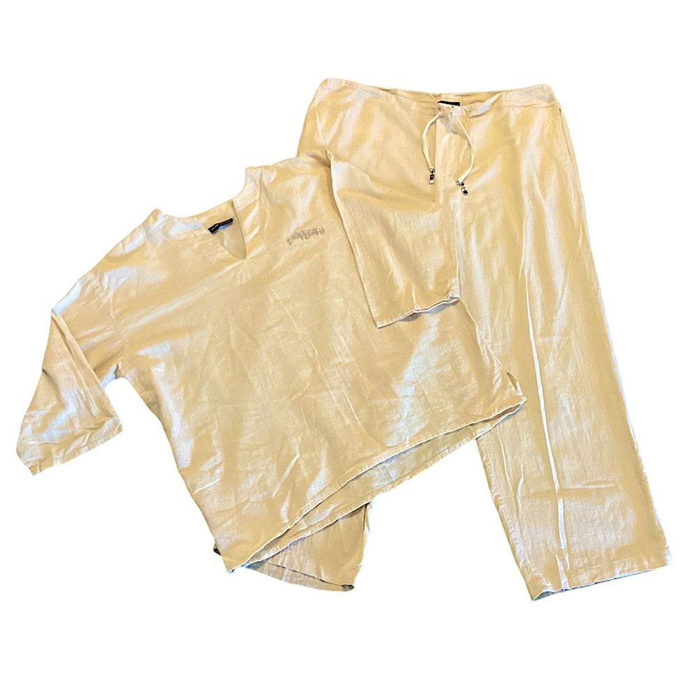 Surf Style South Beach Vintage Cotton Lounge Tunic Pants Set Large